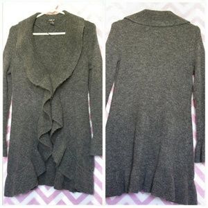 Style & Co Gray Ruffle Sweater Cardigan Size S